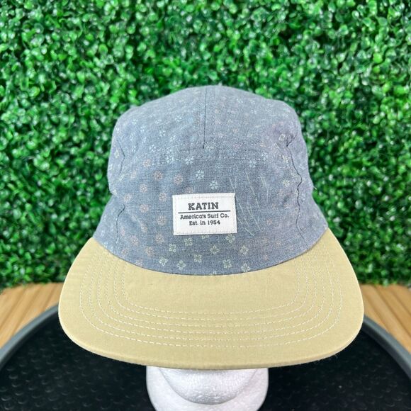 NWT Katin Flat Brim Leather Strap Adjustable Gray Low Profile Surf Hat Cap - Picture 1 of 7